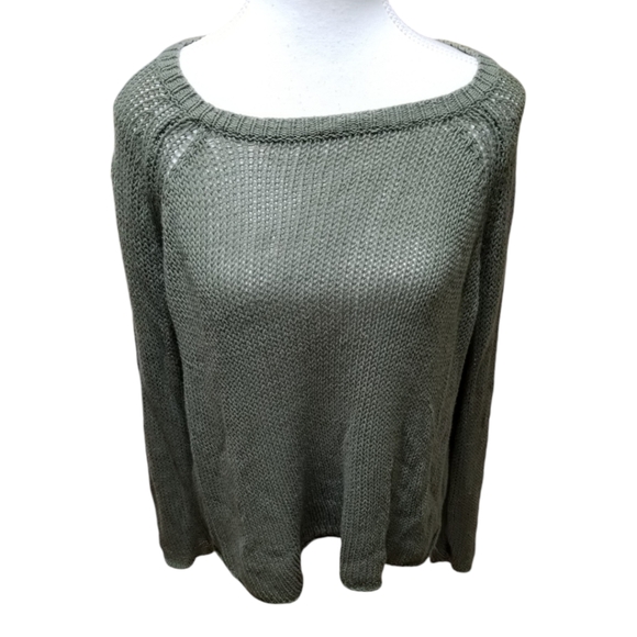 Wooden Ships Women's Size XS Green Open Knit Pullover Sweater - Picture 1 of 5